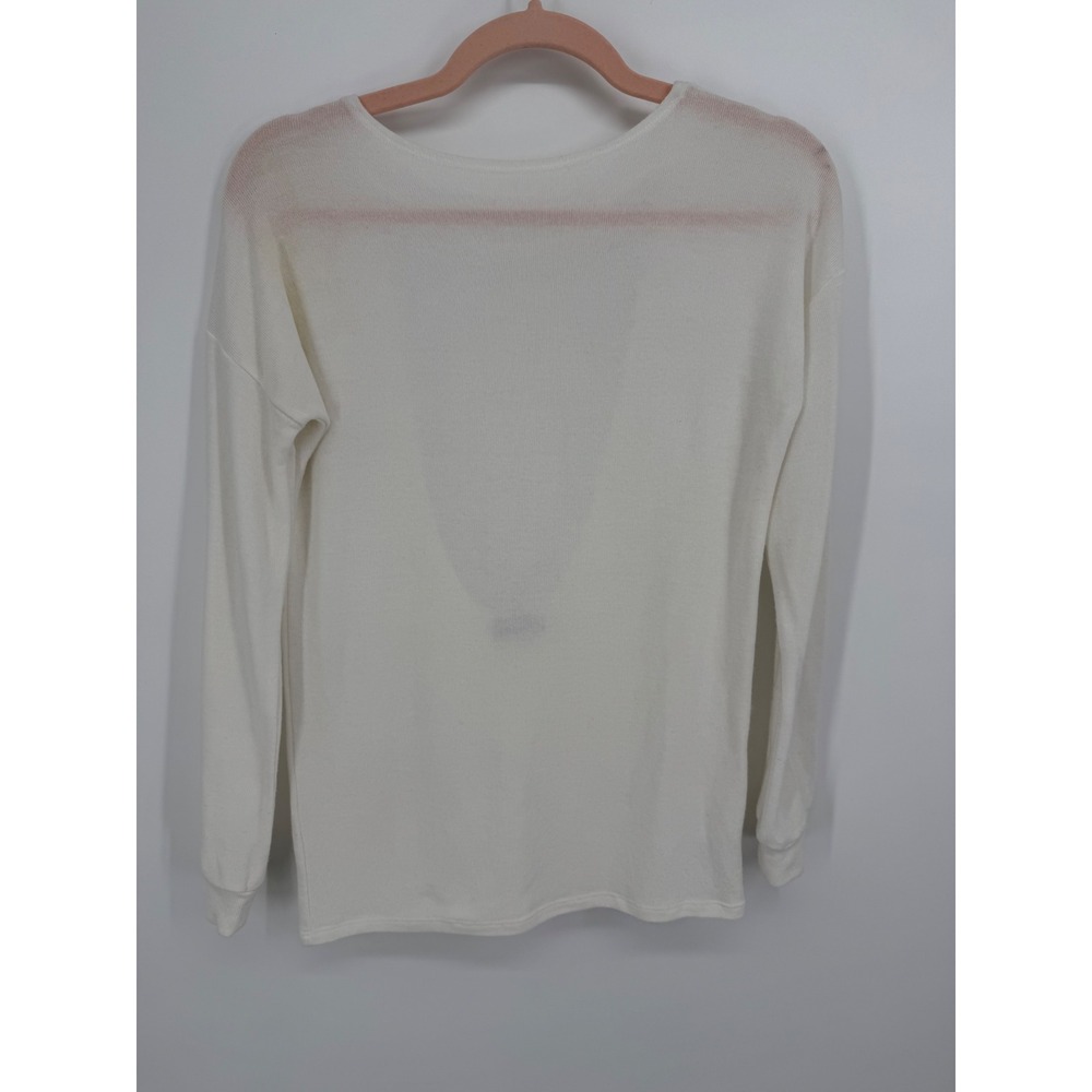Tobi Open Back Top Women XS White Long Sleeve Scoop Neck Semi Sheer Minimalist